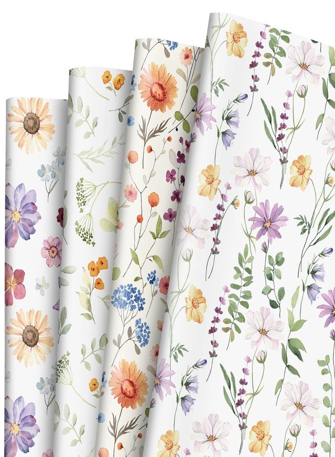 AnyDesign Floral Wrapping Paper Wild Flowers Gift Wrap Paper Bulk Decorative Flower Plants Art Paper for Wedding Birthday Baby Shower DIY Craft Gift Packing, 19.7 x 27.6 Inch, Folded Flat, 8 Sheet - Image 1
